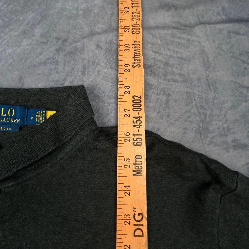 Polo Ralph Lauren Mens Large Classic Fit Short Sleeve Polo Shirt Charcoal Black
